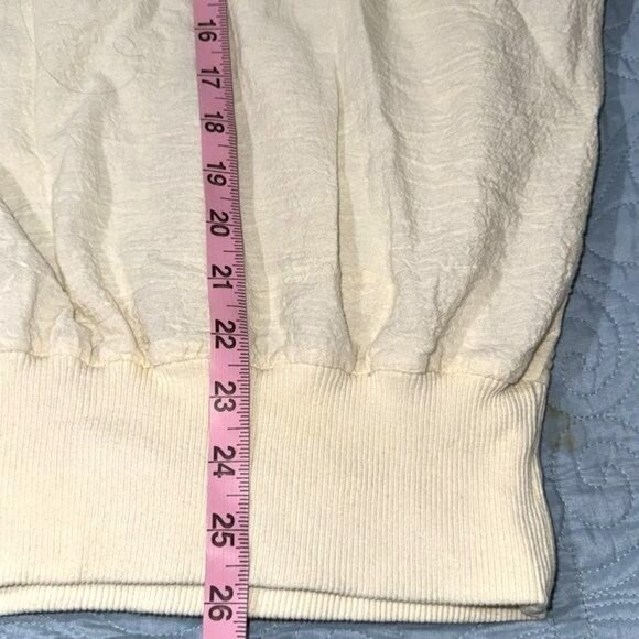 Amy Jess Womens Large Cream Floral Applique V-Neck Pullover Top With 3/4 Sleeves - Picture 10 of 10